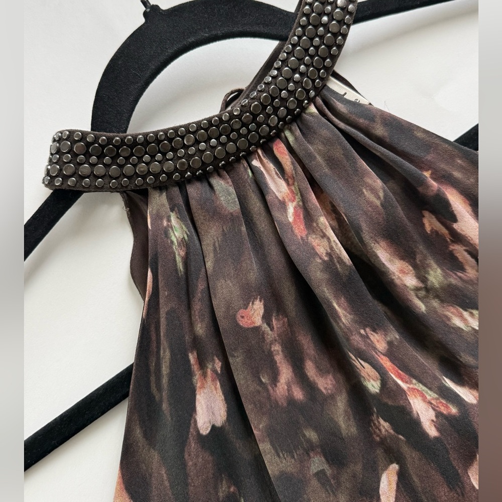 Haute Hippie Silk Studded Halter Dress Flowy Print M - Picture 8 of 10